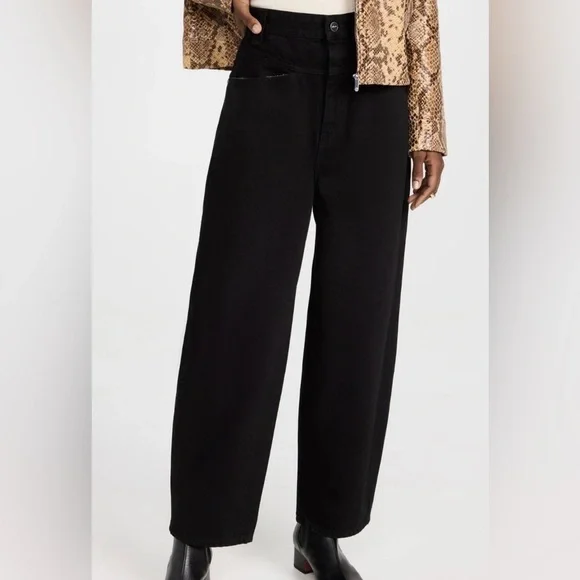 Khaite Preen Denim High Rise Wide Leg Denim Jeans in Black - Size 32 retail $680 - Picture 4 of 16